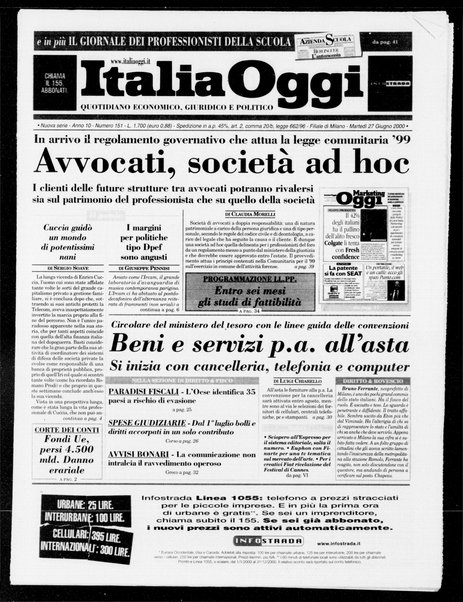 Italia oggi : quotidiano di economia finanza e politica